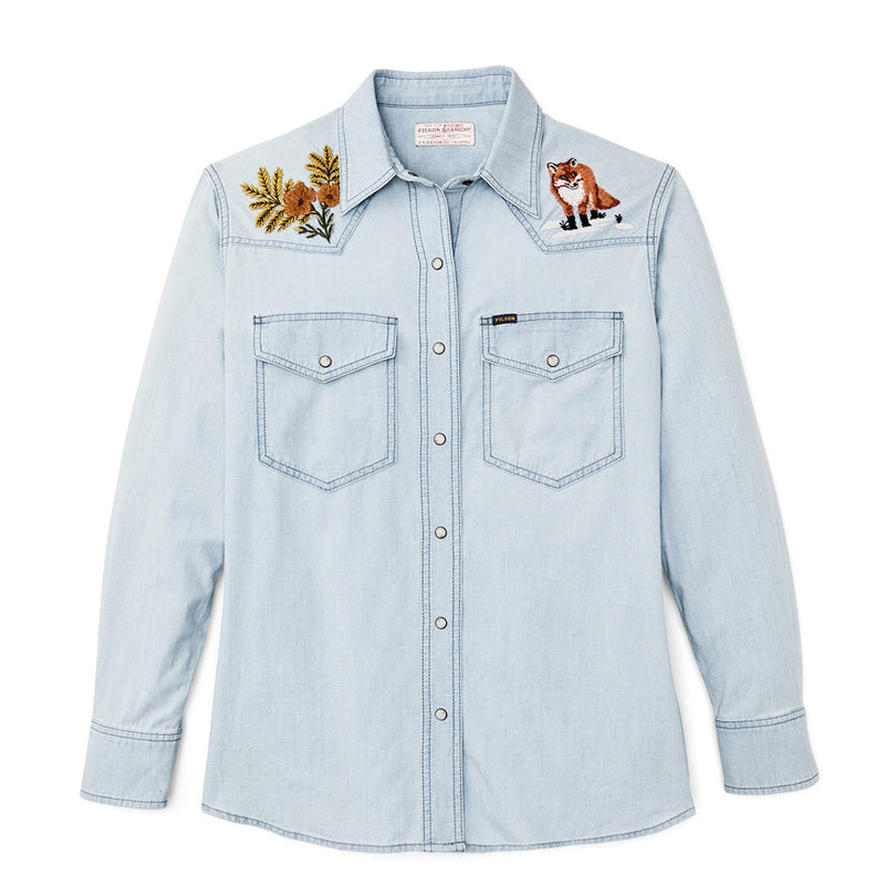 Filson EMBROIDERED WESTERN SHIRT CHAMBRAY donna
